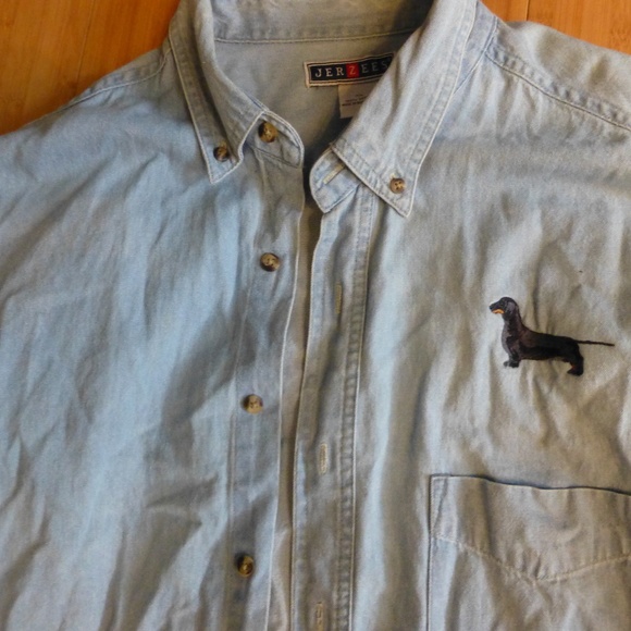 JERZEE DENIM LS SHIRT BLK DASCHUND XL - Picture 4 of 5